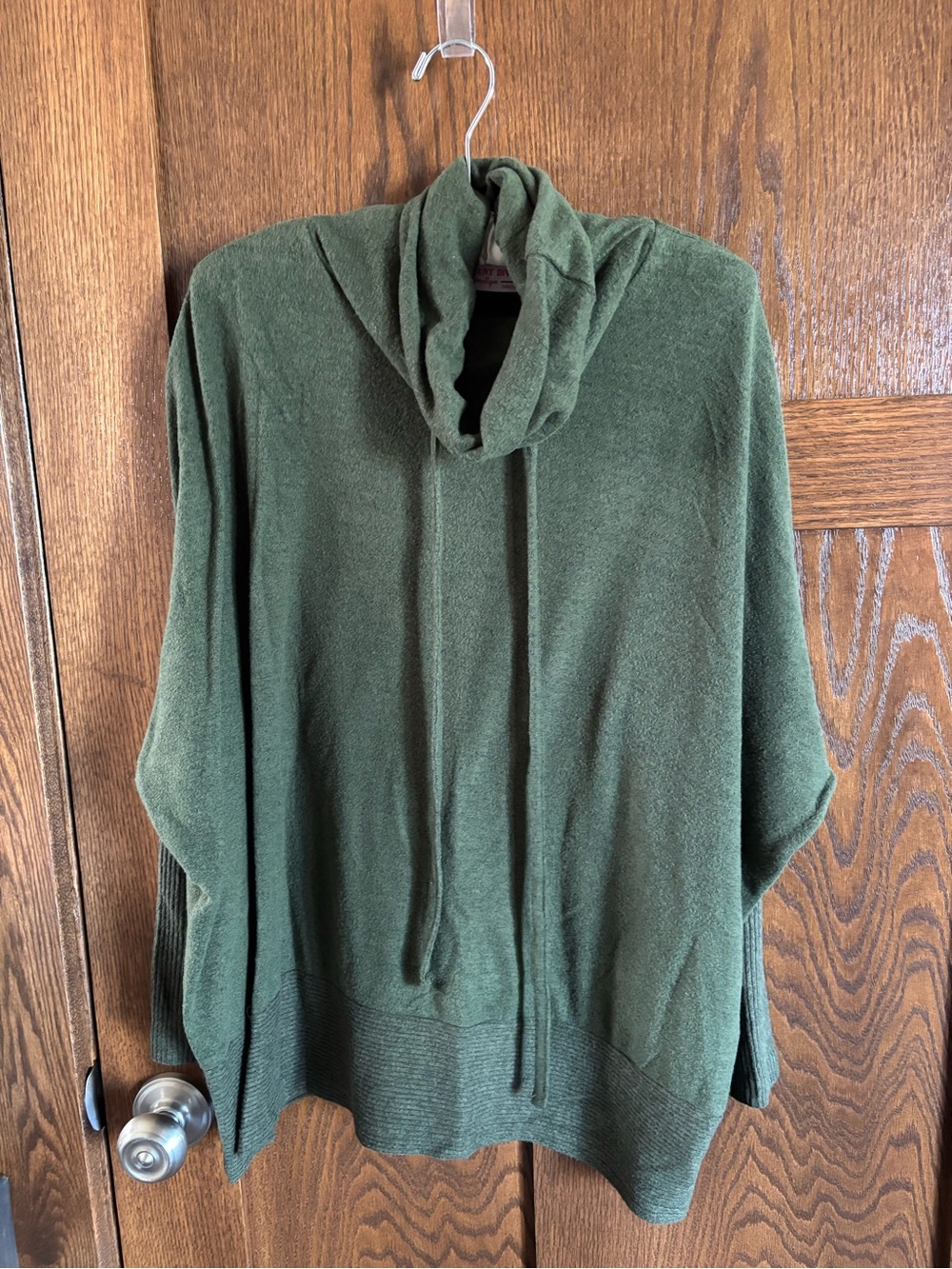 Olive Green Hooded Women's Hacci Neck Pullover. DD Designs. Medium